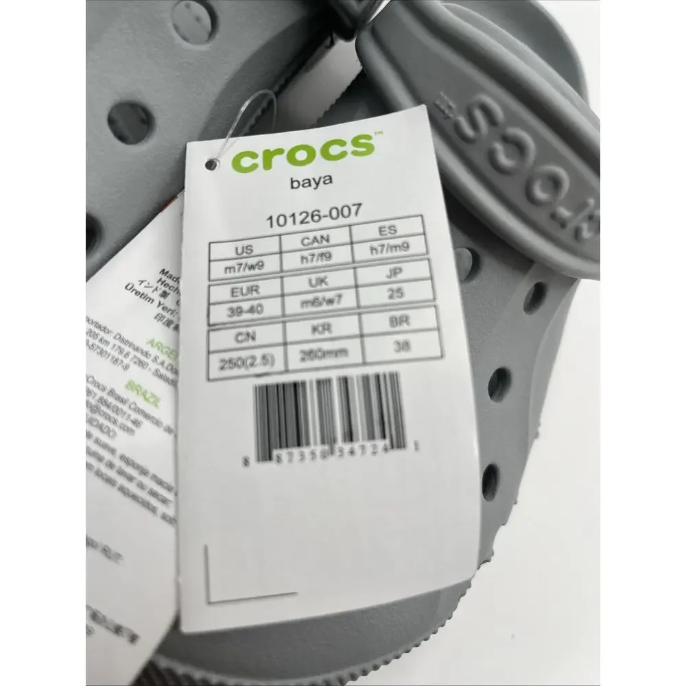 Crocs Adult Baya Clogs Color Gray Size M7/W9 Unisex Shoes